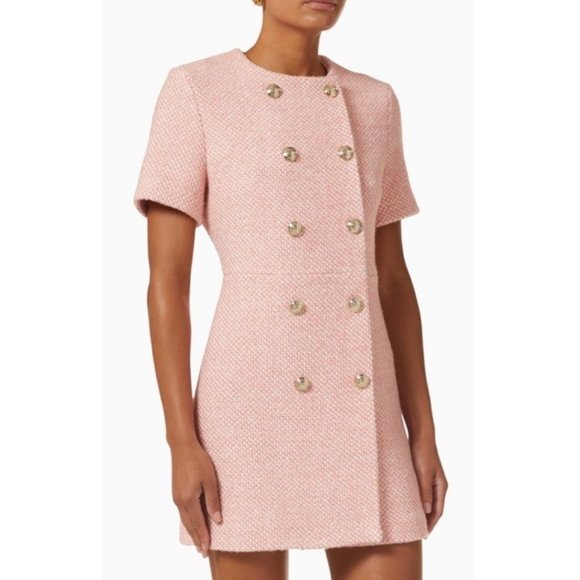 Maje Dresses & Skirts - NWT Maje Rirosila Tweed Double Breasted Wool Blend Mini Dress in Rose